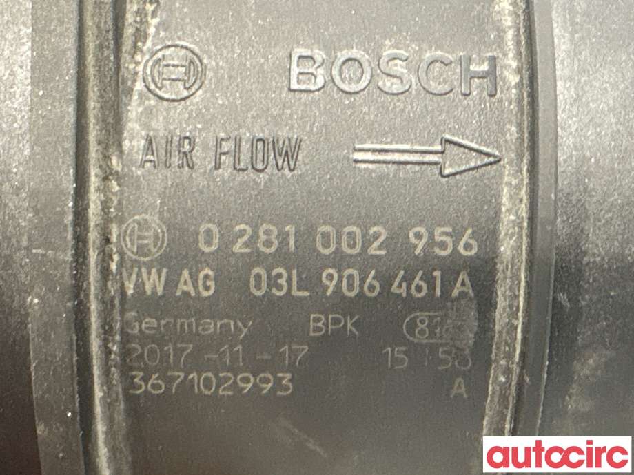 Luftmengde/luftmassemåler til VW Caddy 2015-2020 (Type III, Fase 3) (VOLKSWAGEN|03L906461A|0281002956)