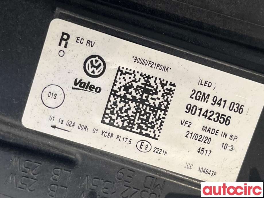 Frontlykt høyre halogen til VW T-Cross 2019-->> (VOLKSWAGEN|2GM941774B|2GM941036)