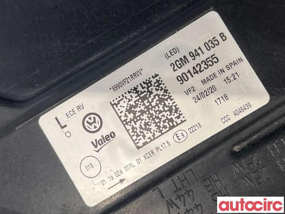Frontlykt venstre halogen til VW T-Cross 2019-->>  (VOLKSWAGEN|2GM941773B|2GM941035B)