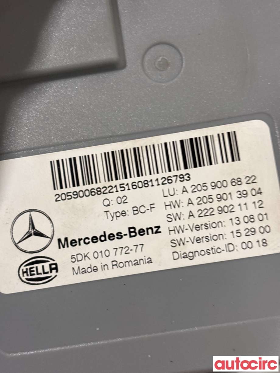 Styreenhet diverse til Mercedes C-Klasse 2014-2018 (Fase 1) (W205) (W205) (MERCEDES|A2059006822|5DK010772-77|)