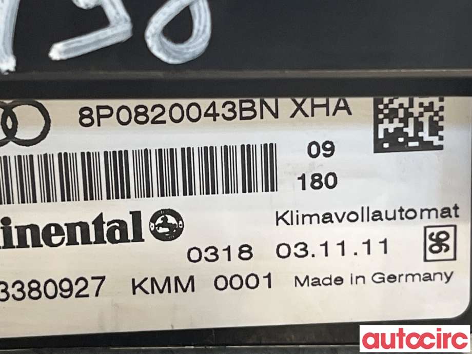 Varmeapparat betjening til Audi A3 2009-2012 (Type II, Fase 2) (AUDI|8P0820043BN)