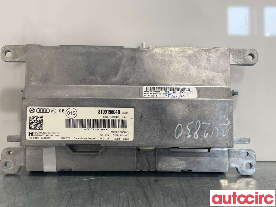 Multimedia display (MCU - Media Controller Unit) til Audi A4 2007-2014 (Type IV) (B8) (B8) (AUDI|8T0919604B)