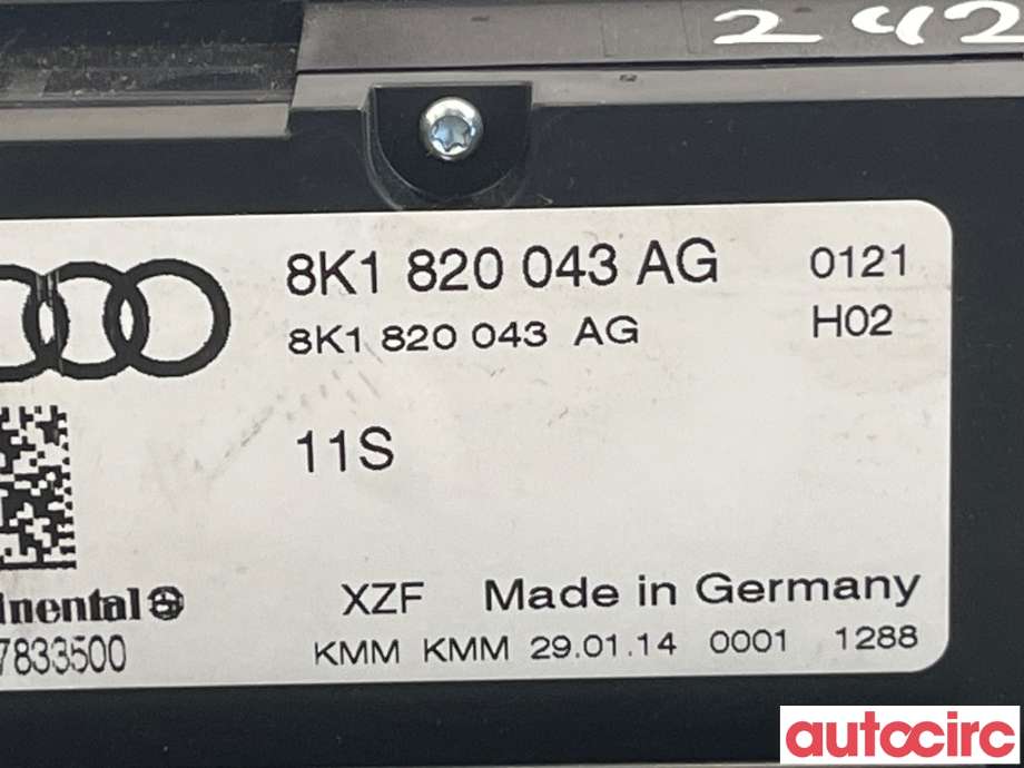 Varmeapparat betjening til Audi A4 2007-2014 (Type IV) (B8) (B8) (AUDI|8K1820043AG)