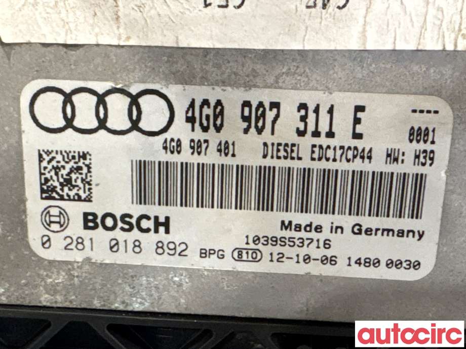 Styreenhet motor til Audi A6, Allroad 2012-2014 (Type III, Fase 1) (C7) (C7) (AUDI|4G0907311E|0281018892)