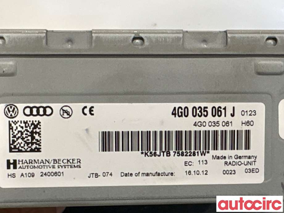Bilstereo til Audi A6, Allroad 2012-2014 (Type III, Fase 1) (C7) (C7) (AUDI|4G0035061J|)