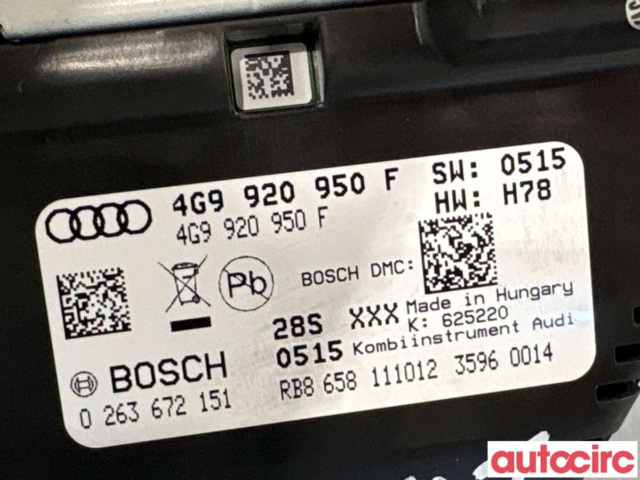 Instrumentpanel til Audi A6, Allroad 2012-2014 (Type III, Fase 1) (C7) (C7) (AUDI|4G9920950F|0263672151)