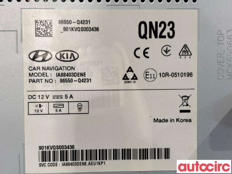 Bilstereo navigasjon til Kia Niro 2016-2021 (KIA|96550Q4231|IA88403DENE|96550-Q4231)