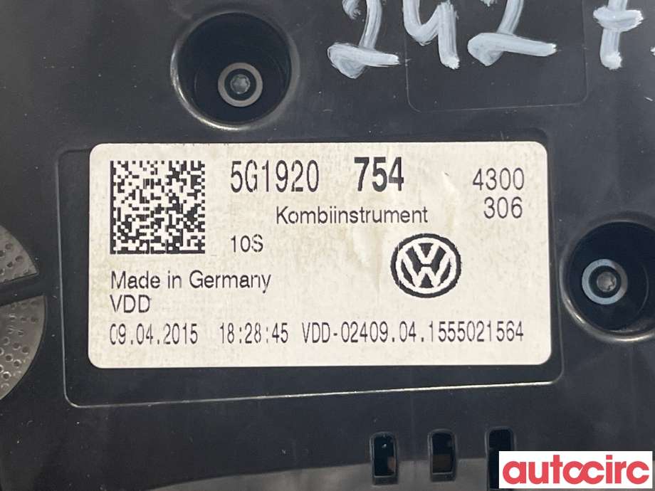 Instrumentpanel til VW e-Golf 2014-2017 (Fase 1)  (VOLKSWAGEN|5G1920754)