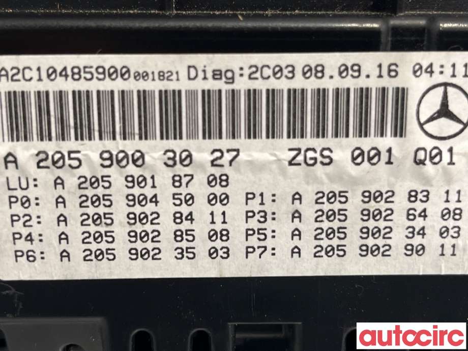 Instrumentpanel til Mercedes C-Klasse 2014-2018 (Fase 1) (W205) (W205) (MERCEDES|A2059003027)