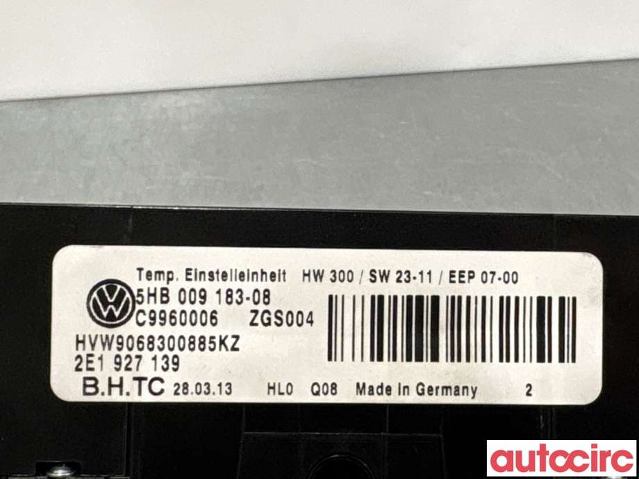 Varmeapparat betjening til VW Crafter 2011-2016 (Type I, Fase 2) (VOLKSWAGEN|2E1927139E|5HB009183-08|2E1927139)