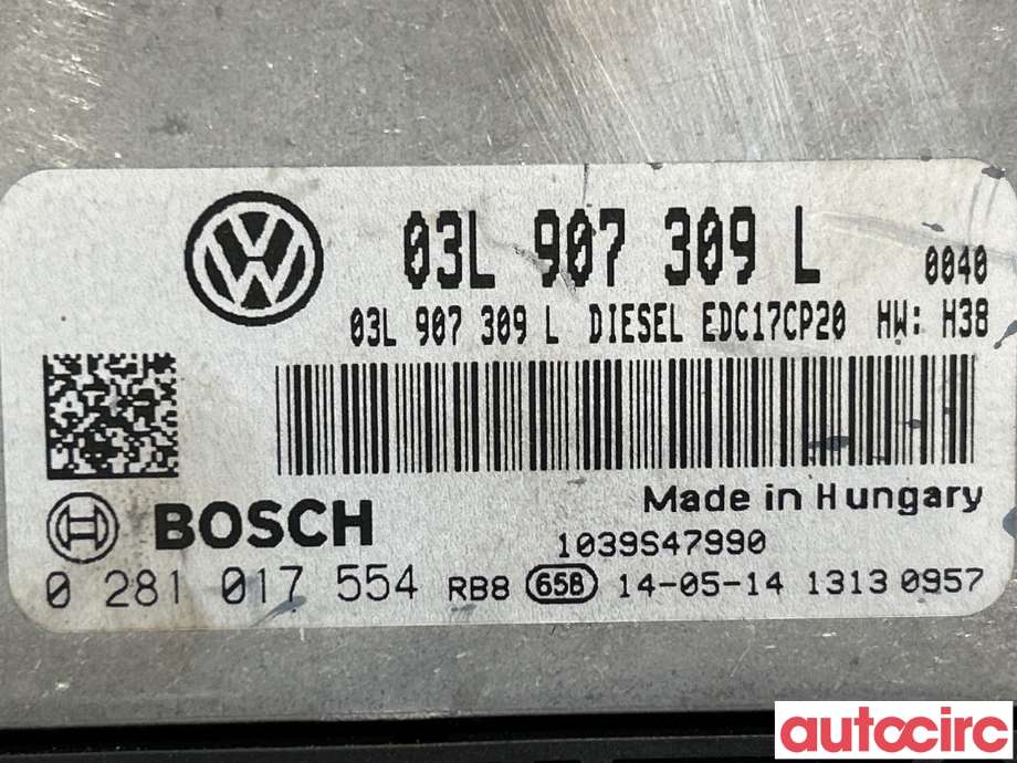Styreenhet motor til VW Transporter / Caravelle 2009-2015 (Fase 2) (T5) (T5) (VOLKSWAGEN|03L906019JP|0281017554|03L907309L)