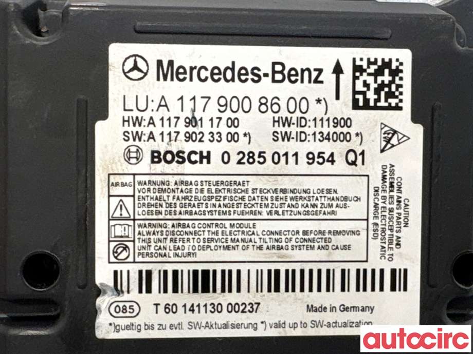 Airbag elektronikk til Mercedes A-Klasse 2012-2018 (W176) (W176) (MERCEDES|A1179008600|0285011954)