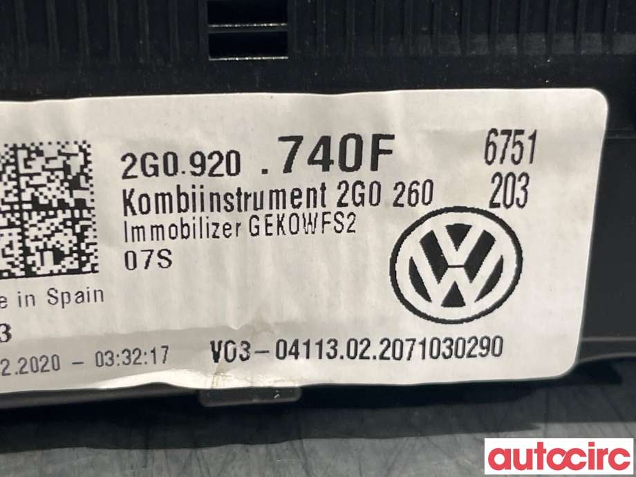 Instrumentpanel til VW T-Cross 2019-->> (VOLKSWAGEN|2G0920740F)