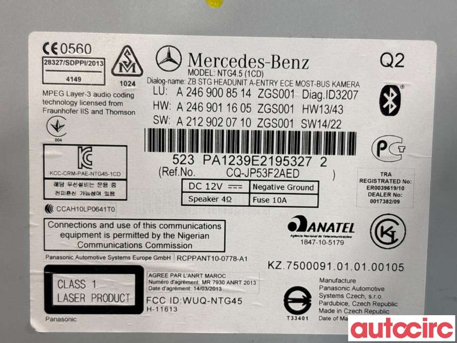 Bilstereo navigasjon til Mercedes A-Klasse 2012-2018 (W176) (W176) (MERCEDES|A2469000816||A2469008514)