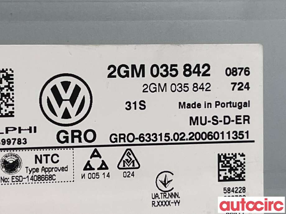 Bilstereo til VW T-Cross 2019-->>  (VOLKSWAGEN|2GM035842)