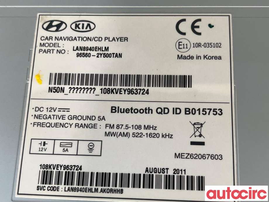 Bilstereo til Hyundai Ix35 2010-2015 (HYUNDAI||965602Y500TAN)