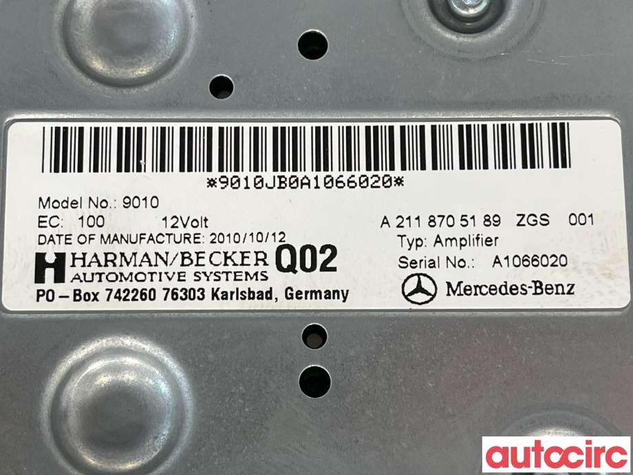 Bilstereo forsterker til Mercedes E-Klasse 2009-2013 (Fase 1) (W212) (W212) (MERCEDES|A2188201100|9010|A2118705189)