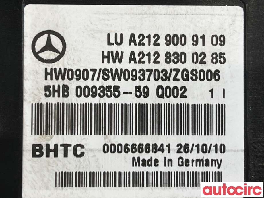 Varmeapparat betjening til Mercedes E-Klasse 2009-2013 (Fase 1) (W212) (W212) (MERCEDES|A2129008608|5HB009355-59|A2129009109)