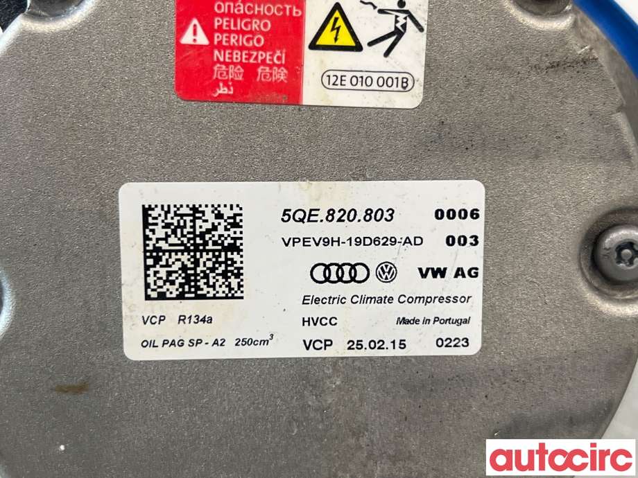 Aircondition kompressor til VW e-Golf 2014-2017 (Fase 1)  (VOLKSWAGEN|5QE816803K||5QE816803)