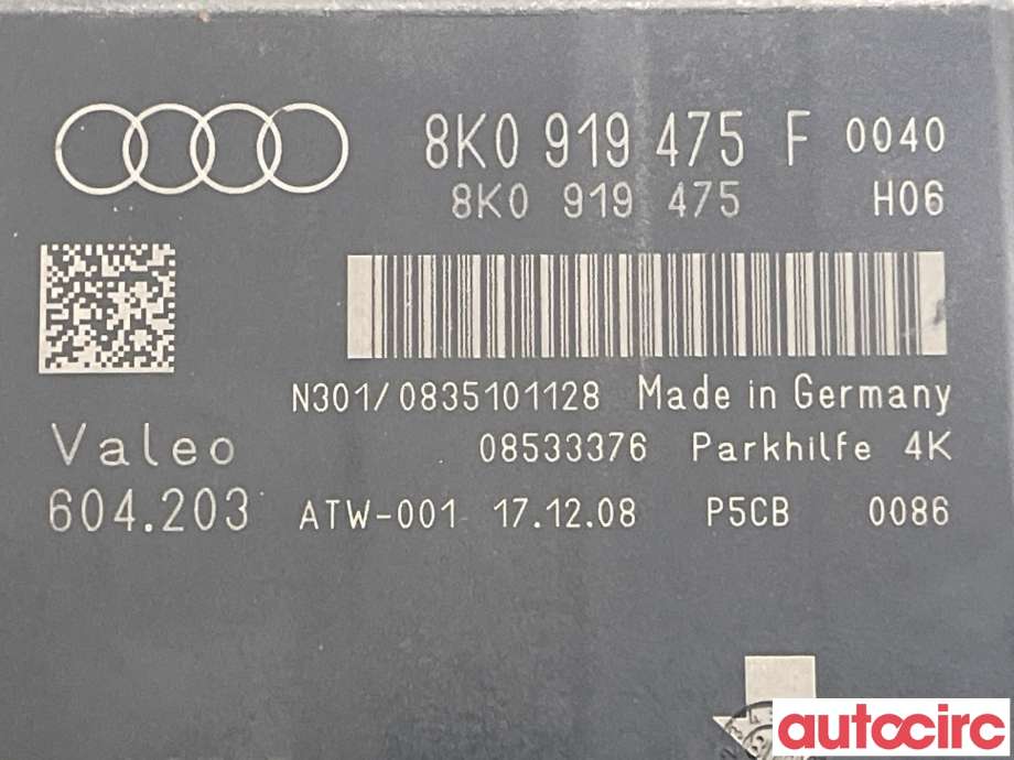 Styreenhet parkering til Audi A4 2007-2014 (Type IV) (B8) (B8) (AUDI|8K0919475T|8K0919475F)