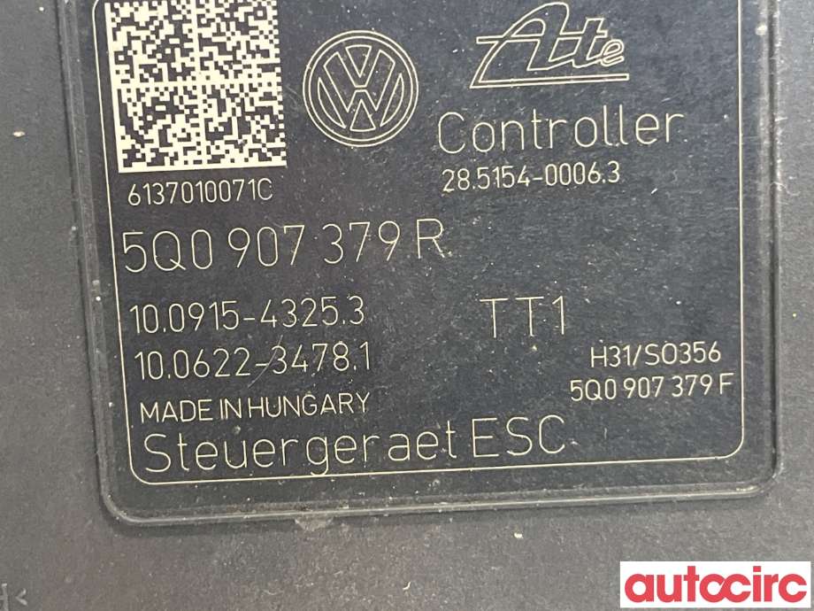 ABS sentral til Škoda Octavia 2013-2016 (Type III, Fase 1)  (SKODA|5Q0614517Q|5Q0907379R)