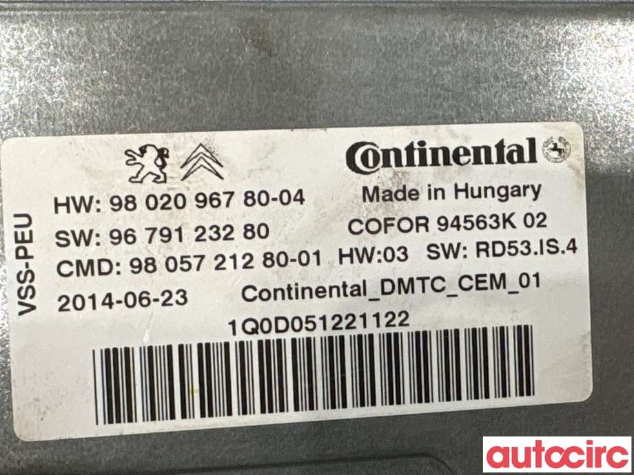 Diverse deler til Citroën C4, Cactus 2014-2017 (Fase 1) (CITROEN|9801739380|94563K)