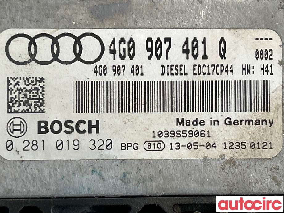 Styreenhet motor til Audi A6 2011-2014 (Type IV, Fase 1) (C7) (C7) (AUDI|4G0907401Q|0281019320)