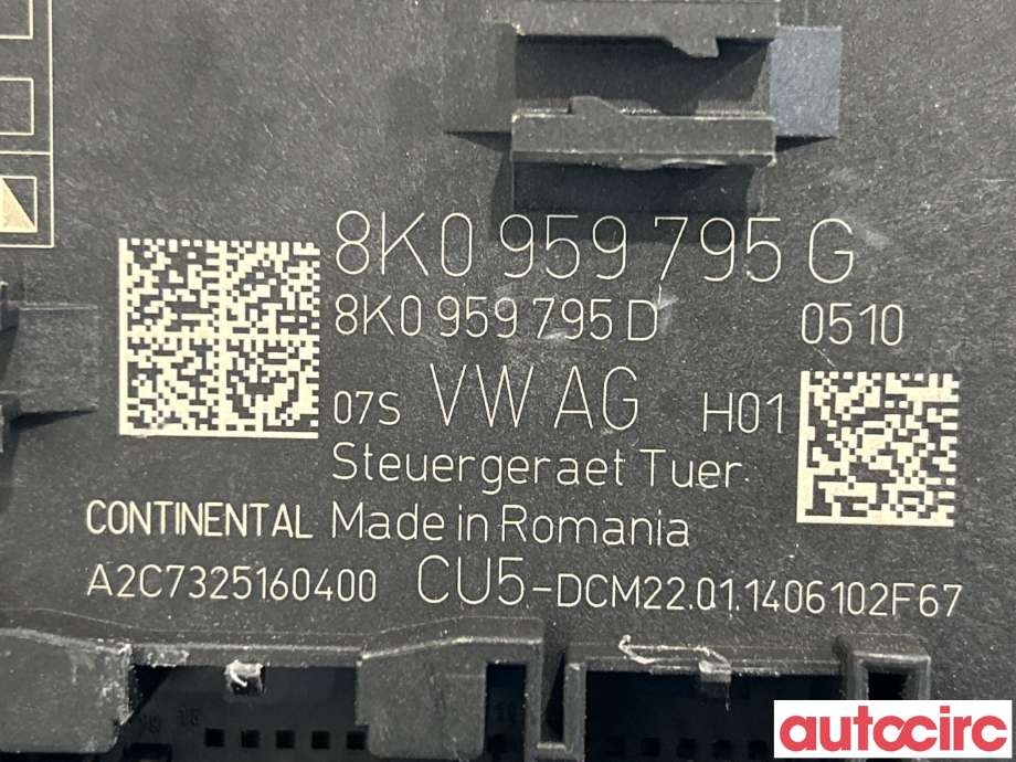 Styreenhet dør venstre foran til Audi A4 2007-2014 (Type IV) (B8) (B8) (AUDI|8K0959795G|A2C7325160400)
