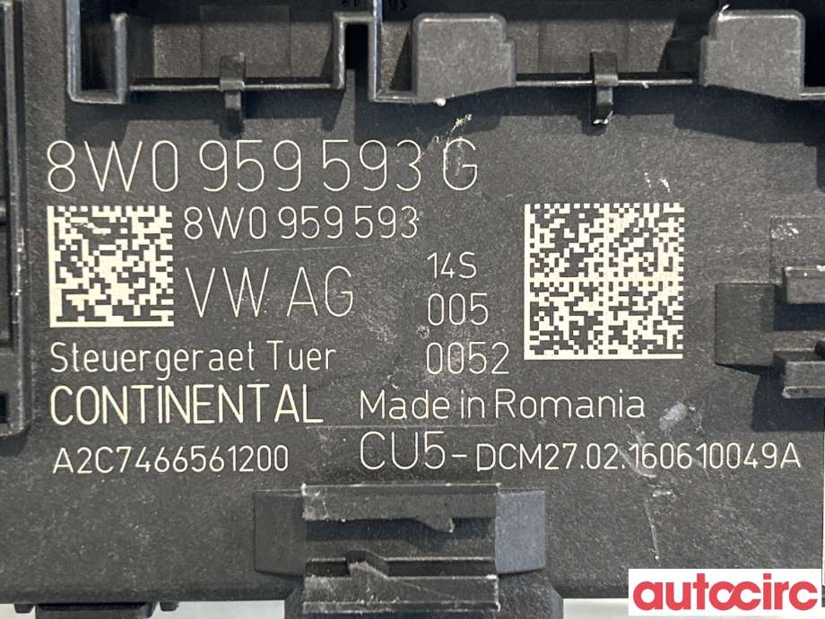 Styreenhet dør venstre foran til Audi A4 2015-2019 (Type V, Fase 1) (B9) (B9) (AUDI|4M0959793G|A2C7466561200|8W0959593G)