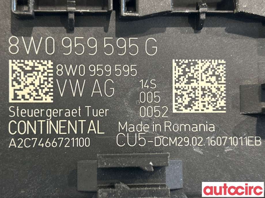 Styreenhet dør venstre foran til Audi A4 2015-2019 (Type V, Fase 1) (B9) (B9) (AUDI|4M0959795G|A2C7466721100|8W0959595G)