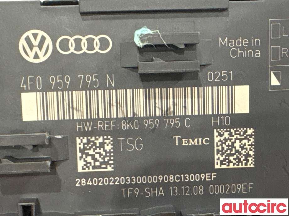 Styreenhet dør venstre foran til Audi A4 2007-2014 (Type IV) (B8) (B8) (AUDI|8K0959795C||4F0959795N)