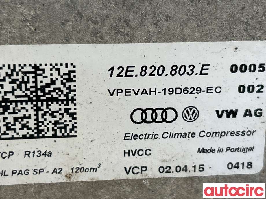 Aircondition kompressor til VW e-Golf 2014-2017 (Fase 1) (VOLKSWAGEN|5QE816803L|VPEVAH-19D629-EC|12E820803E)