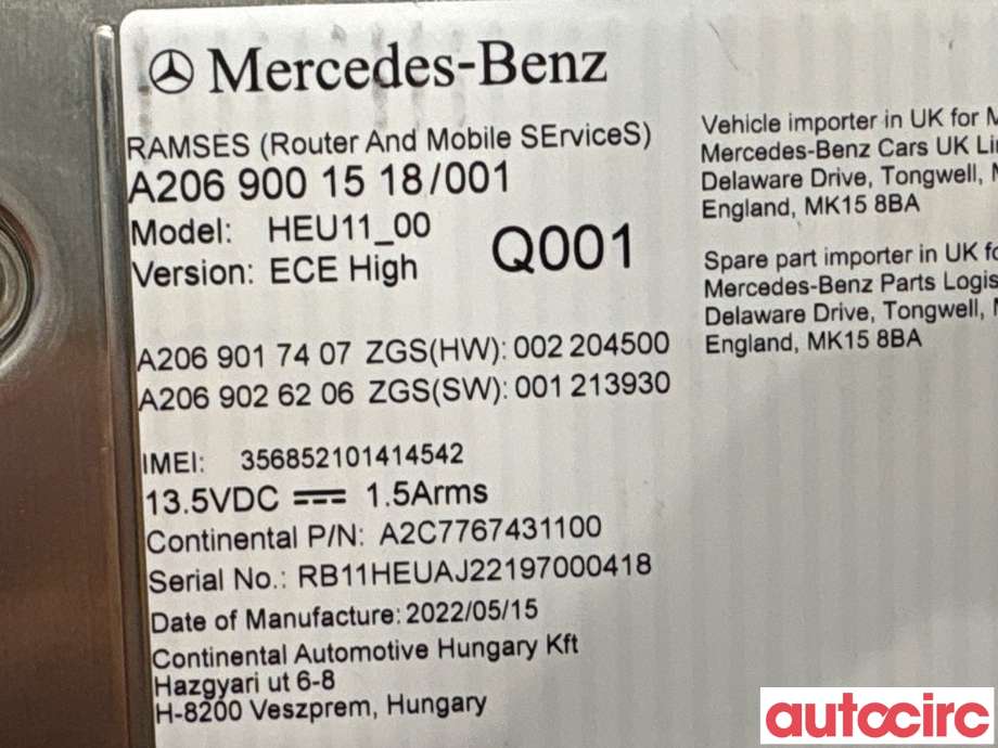 Styreenhet diverse til Mercedes EQE 2022-->>  (MERCEDES|A2069001518||A2069006423)