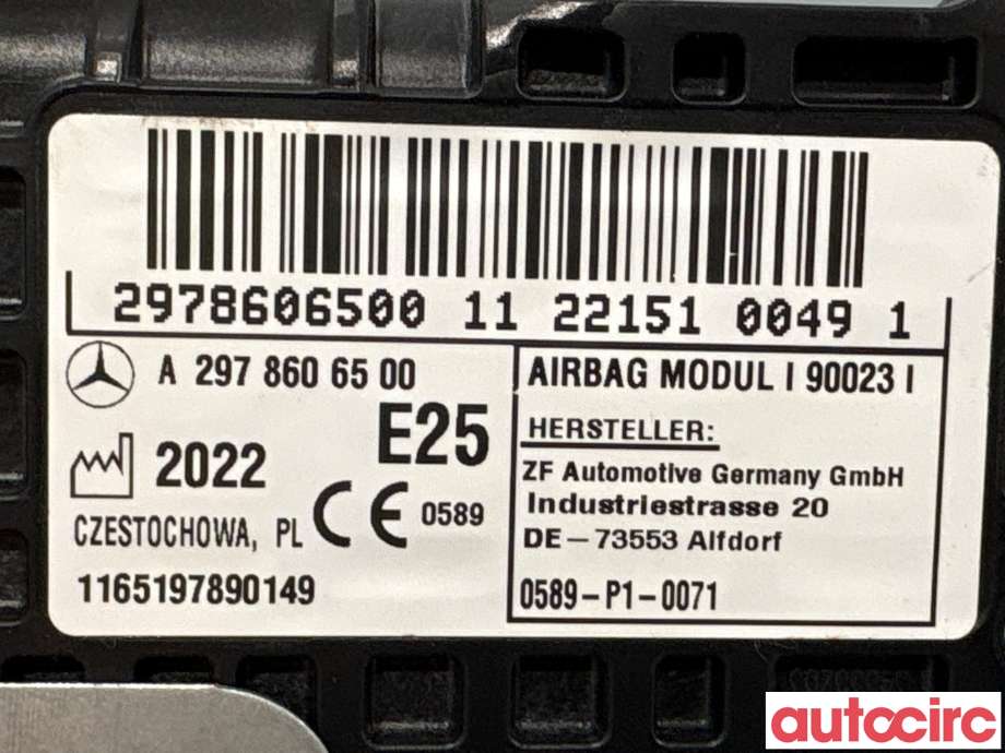 Airbag kne til Mercedes EQE 2022-->>  (MERCEDES|A2978606500|)