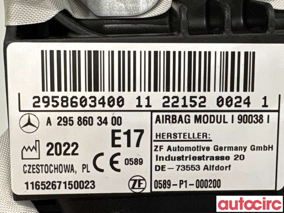Airbag passasjer til Mercedes EQE 2022-->>  (MERCEDES|A2958603400|)