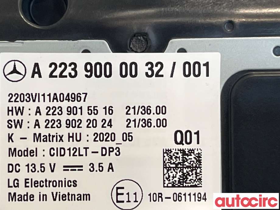 Multimedia display (MCU - Media Controller Unit) til Mercedes EQE 2022-->> (MERCEDES|A2239000032)