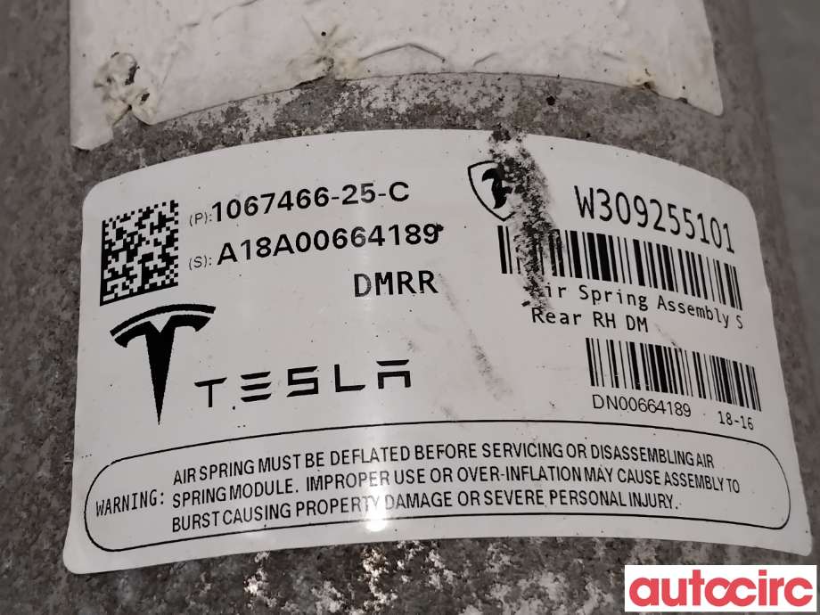 Fjær foran nivå luftpute/belg til Tesla Model S 2016-2021 (Fase 2)  (TESLA|1067466-25-C|)