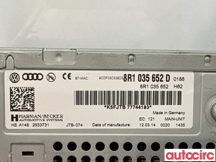 Bilstereo navigasjon til Audi A4 2007-2014 (Type IV) (B8) (B8) (AUDI|8R1035652D|HSA148)