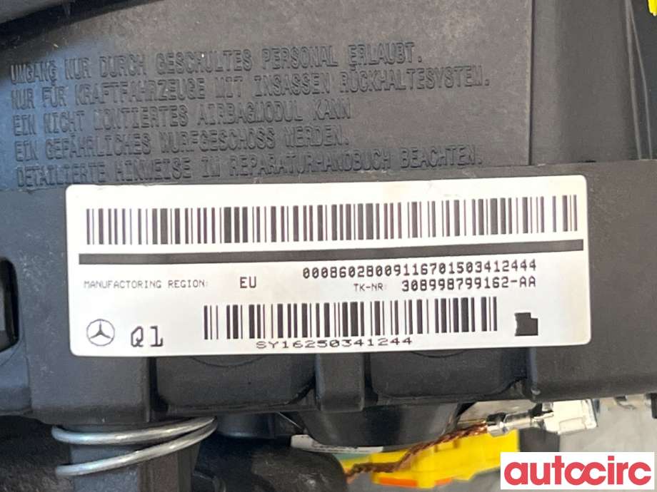 Airbag rattpute til Mercedes C-Klasse 2014-2018 (Fase 1) (W205) (W205) (MERCEDES|A0008602800|)