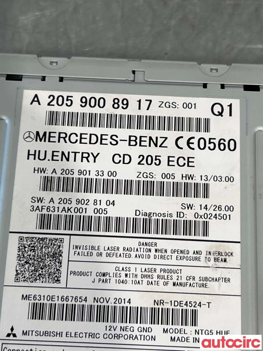 Bilstereo til Mercedes C-Klasse 2014-2018 (Fase 1) (W205) (W205) (MERCEDES|A2059000241||A2059008917)