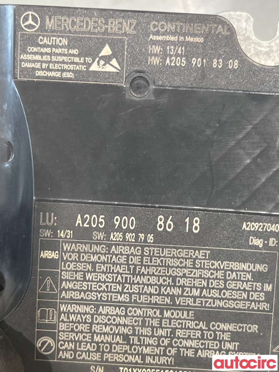 Airbag elektronikk til Mercedes C-Klasse 2014-2018 (Fase 1) (W205) (W205) (MERCEDES|A2059008618|)