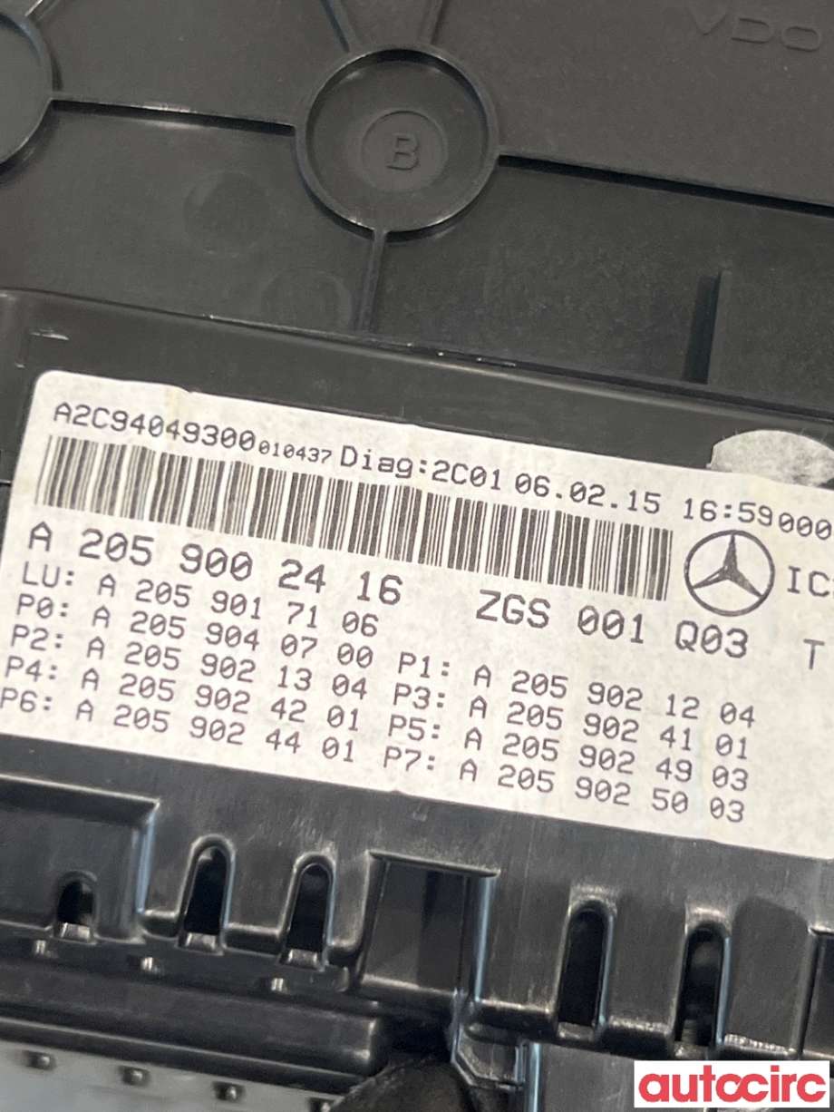 Instrumentpanel til Mercedes C-Klasse 2014-2018 (Fase 1) (W205) (W205) (MERCEDES|A2059002416|)