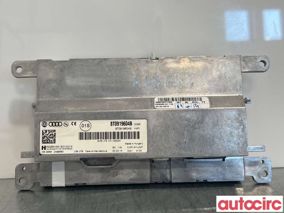 Multimedia display (MCU - Media Controller Unit) til Audi A4 2007-2014 (Type IV) (B8) (B8) (AUDI|8T0919604B)