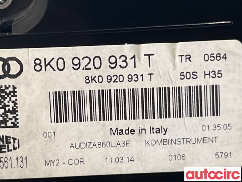 Instrumentpanel til Audi A4 2007-2014 (Type IV) (B8) (B8) (AUDI|8K0920931T)