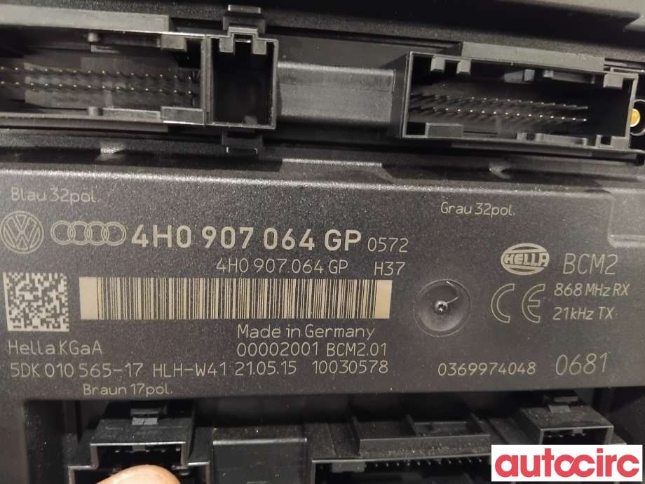 Styreenhet comfort (BCM) til Audi A6, Allroad 2015-2019 (Type III, Fase 2) (C7) (C7) (AUDI|4H0907064GB|5DK010565-17|4H0907064GP)