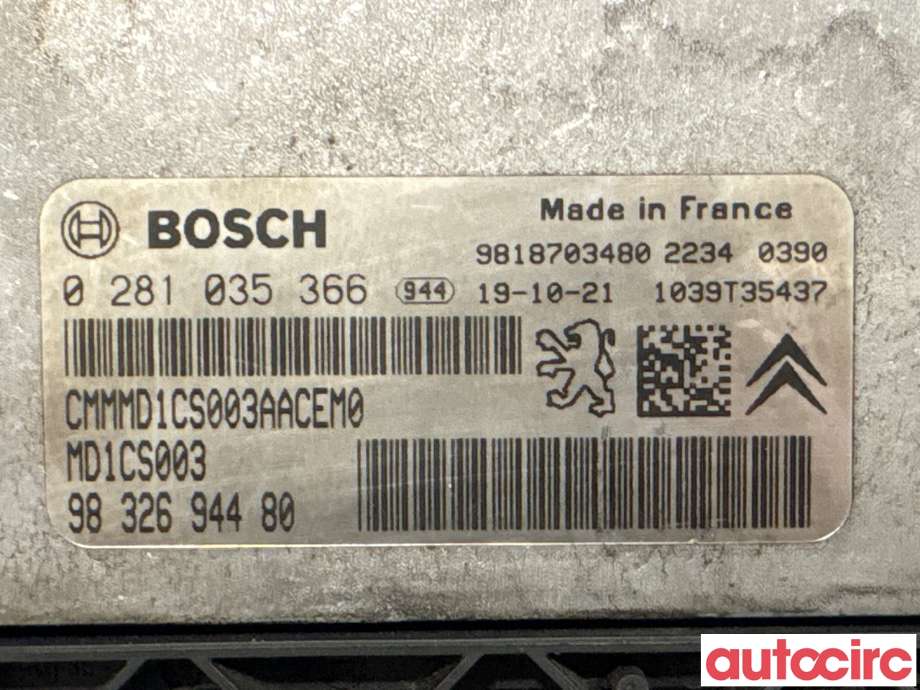 Styreenhet motor til Peugeot Partner 2019-->> (Type III) (PEUGEOT|1659555480|0281035366|9832694480)