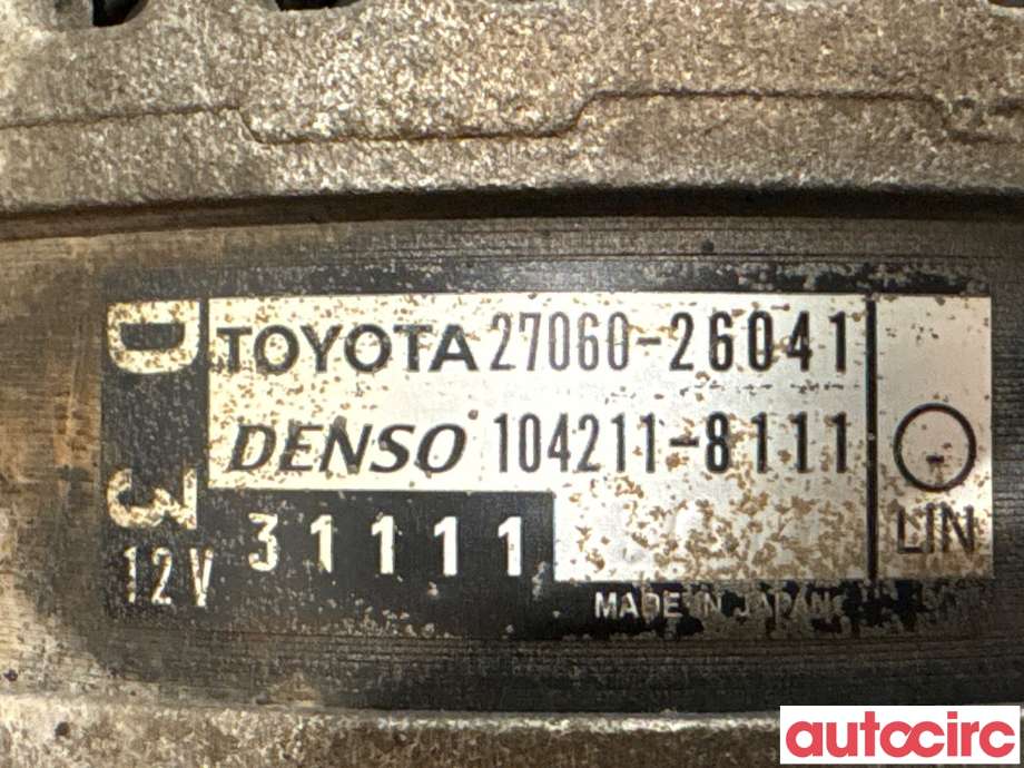 Dynamo til Toyota RAV4 2013-2015 (Type IV, Fase 1) (TOYOTA|2706026041|104211-8111|27060-26041)