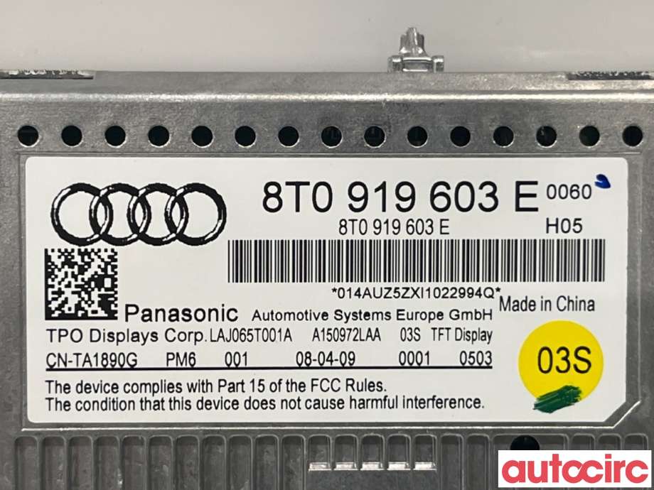 Instrument kjørecomputer til Audi Q5 2008-2012 (Type I, Fase 1) (AUDI|8R0919604A||8T0919603E)