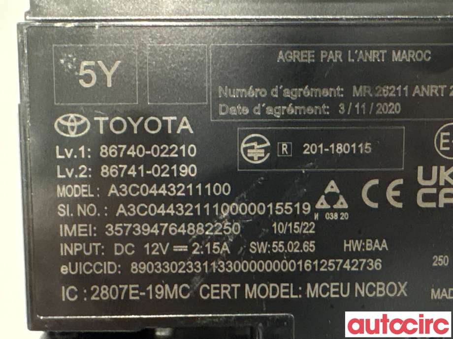 Styreenhet diverse til Toyota Corolla 2019-->>  (TOYOTA|8674002210|A3C0443211100|86740-02210)