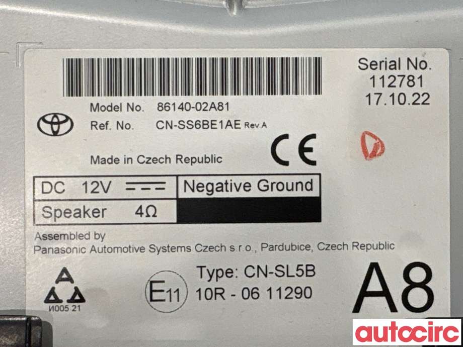 Bilstereo til Toyota Corolla 2019-->> (TOYOTA|8614002A81||86140-02A81)